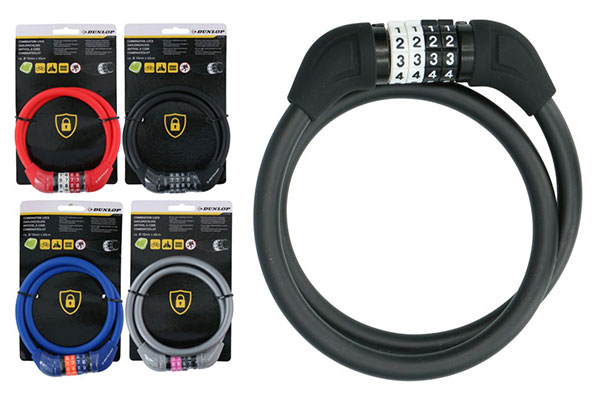 CANDADO CABLE BICI COMBINACION DUNLOP 18086