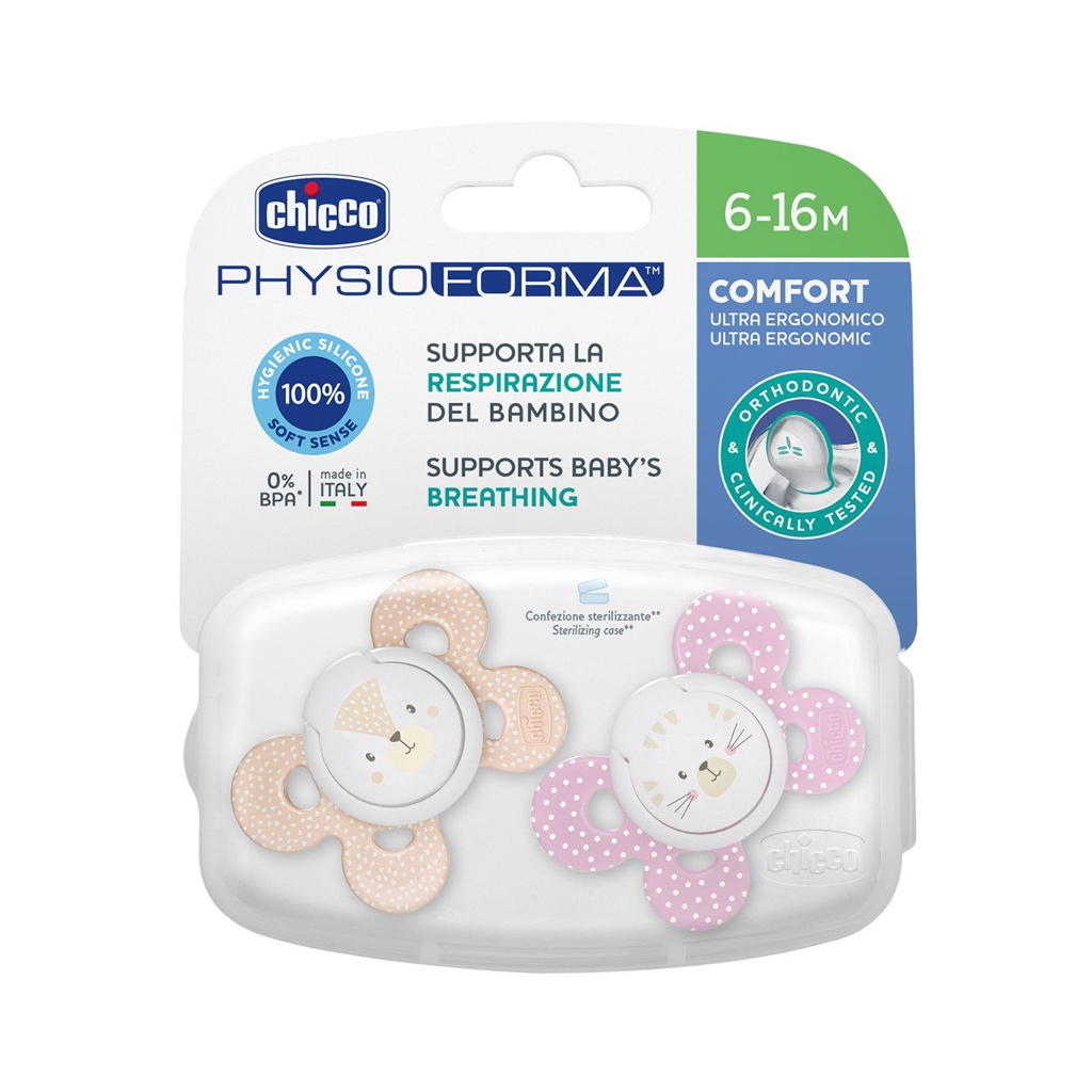 Chupete physio comfort silicona rosa 6-16m Chicco 2 uds - Imagen 3