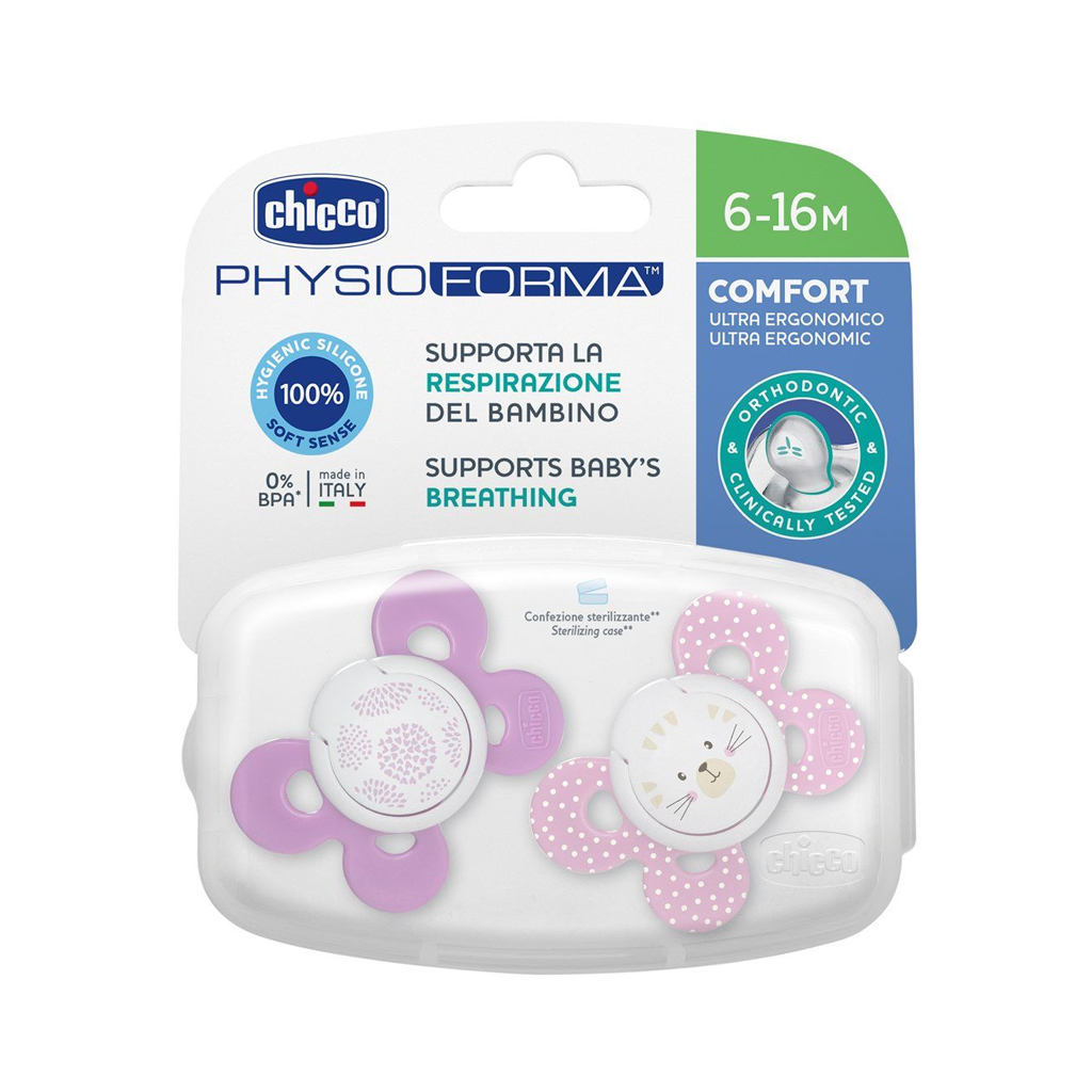 Chupete physio comfort silicona rosa 6-16m Chicco 2 uds - Imagen 4