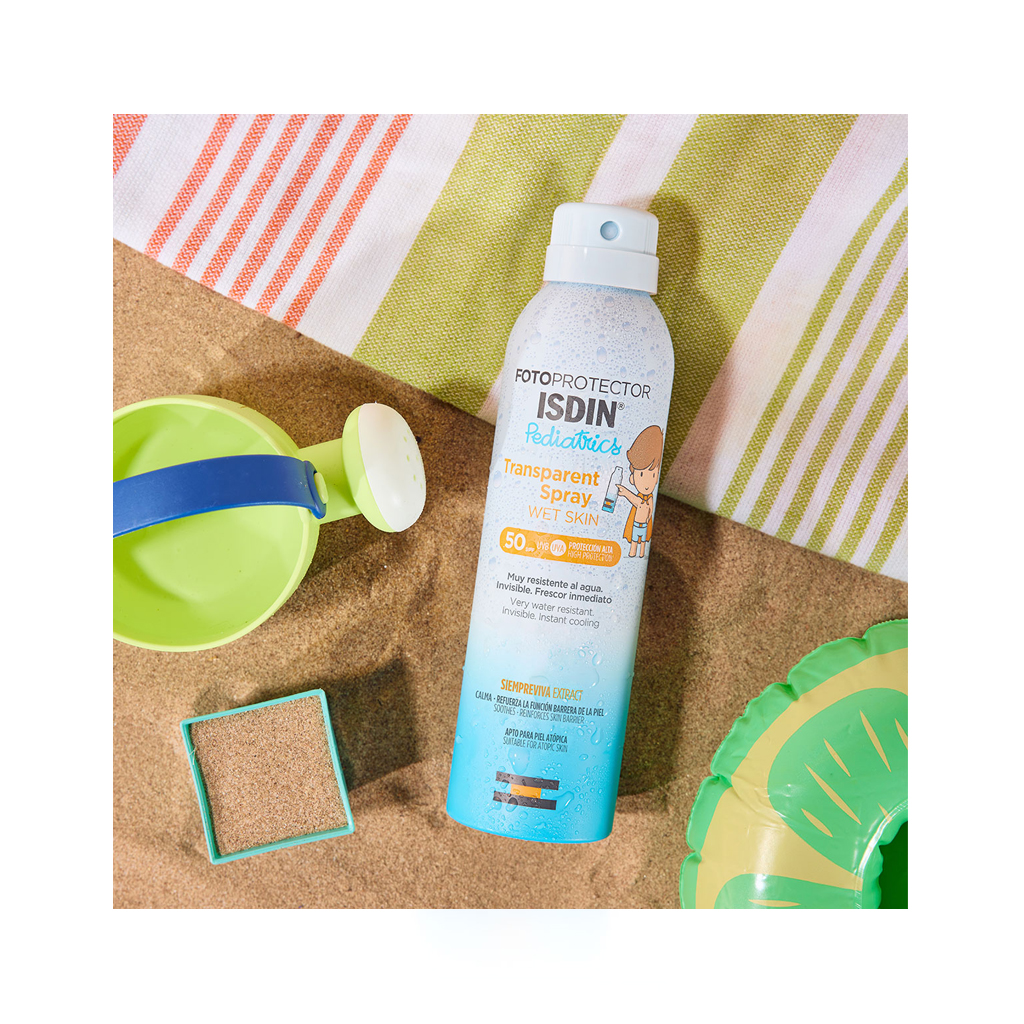 Fotoprotector transparent spray wet skin Pediatrics spf 50+ ISDIN 250 ml - Imagen 3