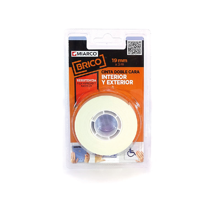 Cinta doble cara interior-exterior 19mmx3m