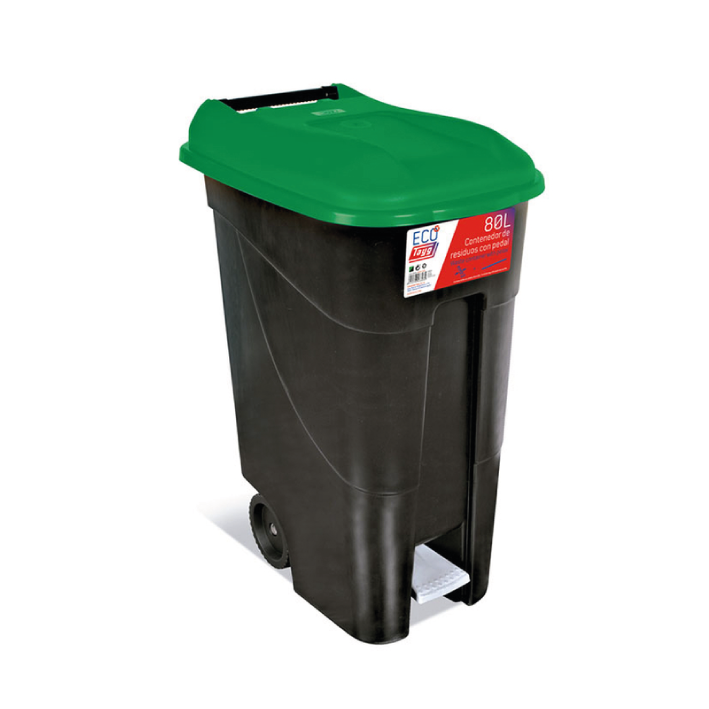 Contenedor con pedal Eco 80l. Tapa verde