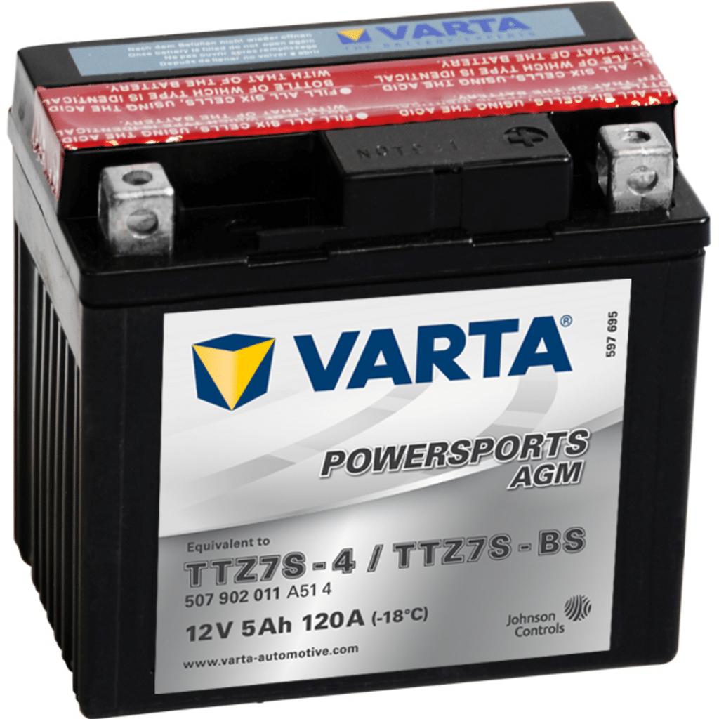 Batería Varta Motocicleta YTZ7S-4/YTZ7S-BS. 5 Ah (C10) 12V. 113x70x105mm