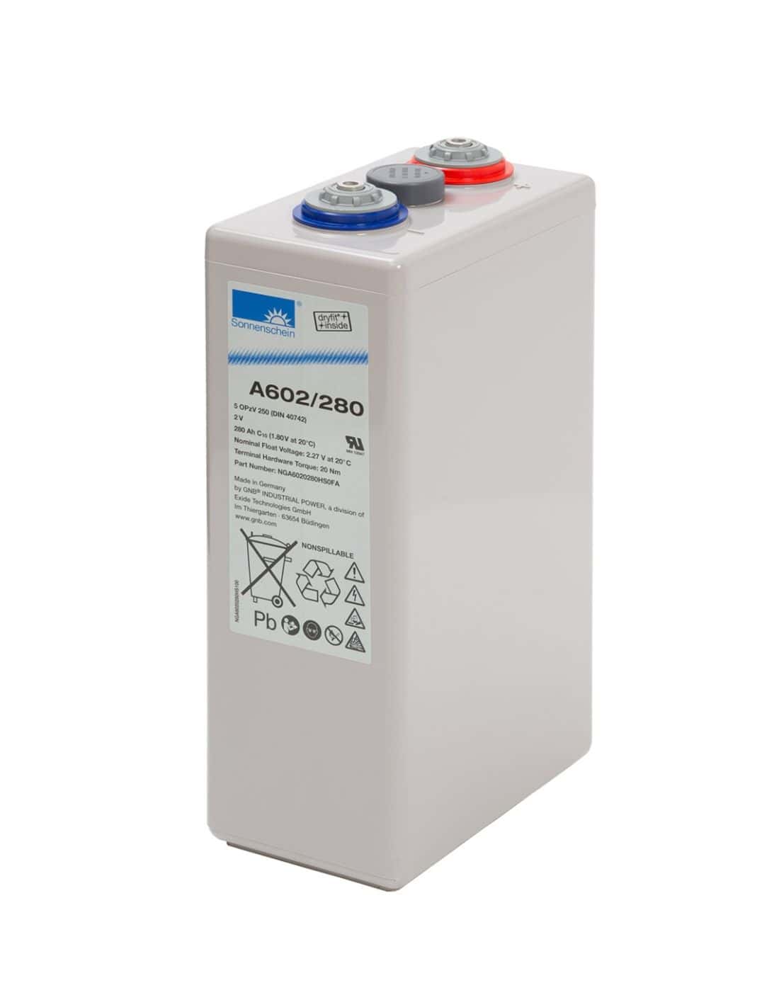 Batería Sonnenschein A600 A602/280. 280 Ah 2V. 126x208x399mm