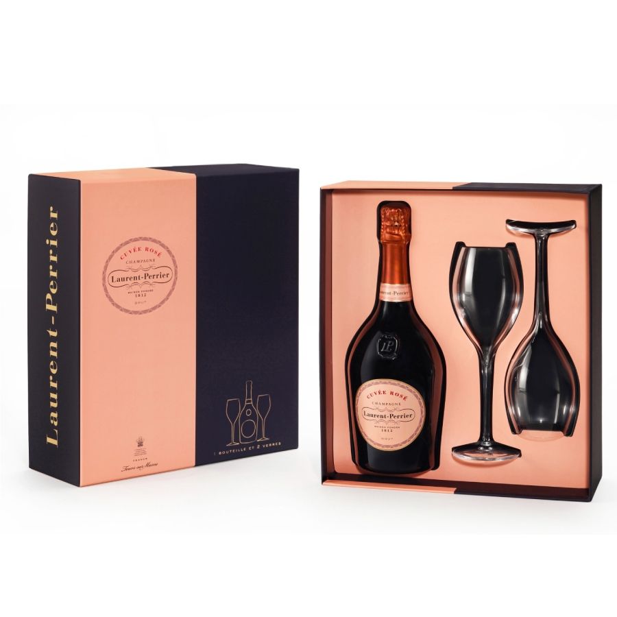 Laurent Perrier Cuvée Rosé-Estuche de 1 botella 75cl + 2 copas