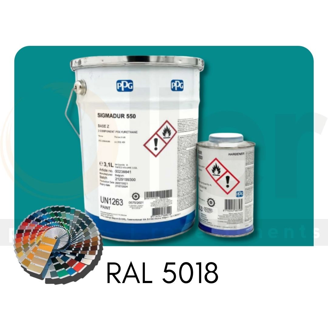 RAL 5018 Sigmadur 550 RAL Azul Turquesa A+B 4L | Esmalte poliuretano de 2 componentes