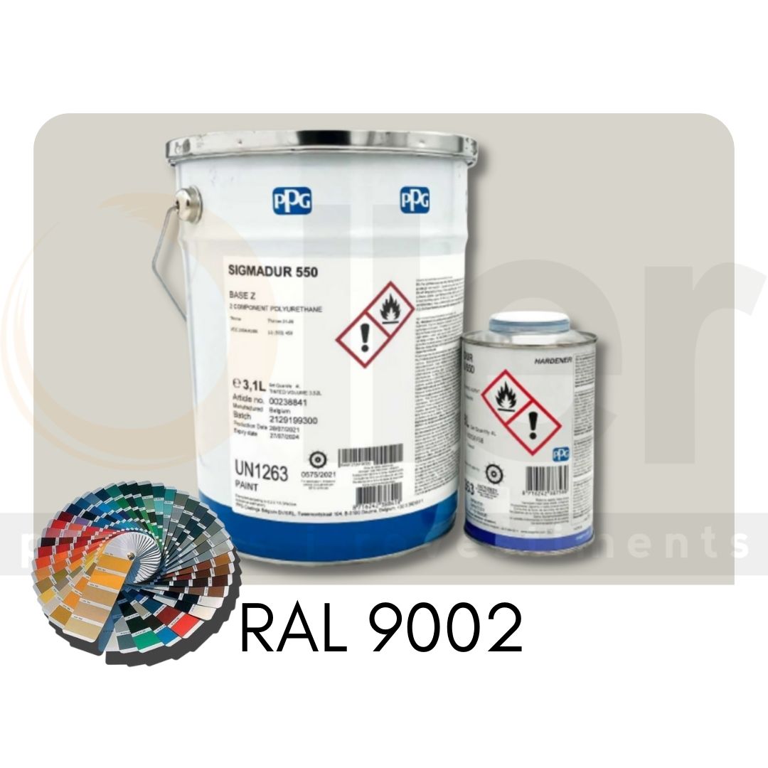 Sigmadur 550 RAL 9002 Blanco Grisáceo A+B 4L | Esmalte poliuretano de 2 componentes